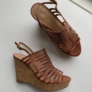 Brown Strappy Franco Sarto Wedges